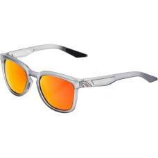 100% 61028-255-43 Hudson Sunglasses - Crystal Gray - Red Mirror 2610-1083