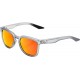 100% 61028-255-43 Hudson Sunglasses - Crystal Gray - Red Mirror 2610-1083