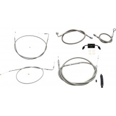 LA CHOPPERS LA-8321KT-13 Standard Stainless Braided Handlebar Cable/Brake Line Kit For 12" - 14" Ape Hanger Handlebars 0610-1850