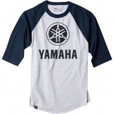 FACTORY EFFEX-APPAREL 17-87224 Yamaha Baseball T-Shirt - Grey/Blue - Large 3030-13040