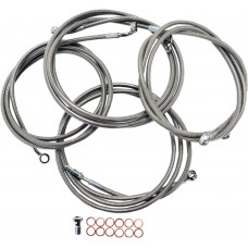 LA CHOPPERS LA-8052KT-19 Standard Stainless Braided Handlebar Cable/Brake Line Kit For 18" - 20" Ape Hanger Handlebars 0610-0776