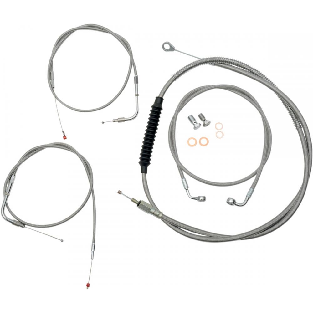 LA CHOPPERS LA-8210KT-19 Standard Stainless Braided Handlebar Cable/Brake  Line Kit For 18