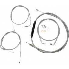 LA CHOPPERS LA-8100KT-04 Standard Stainless Braided Handlebar Cable/Brake Line Kit For Beach Bar Handlebars 0610-0339