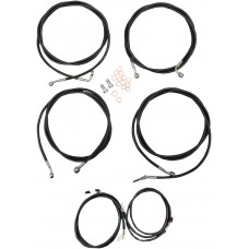 LA CHOPPERS LA-8054KT3-19B Complete Black Vinyl Braided Handlebar Cable/Brake Line Kit For 19" Ape Hanger Handlebars 0662-0565