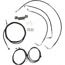 LA CHOPPERS LA-8055KT3-13B Complete Black Vinyl Braided Handlebar Cable/Brake Line Kit For 12" - 14" Ape Hanger Handlebars 0662-0568