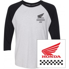 FACTORY EFFEX-APPAREL 23-87324 Honda Wing Baseball T-Shirt - White/Black - Large 3030-18697