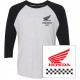 FACTORY EFFEX-APPAREL 23-87322 Honda Wing Baseball T-Shirt - White/Black - Medium 3030-18696