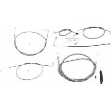 LA CHOPPERS LA-8151KT-13 Standard Stainless Braided Handlebar Cable/Brake Line Kit For 12" - 14" Ape Hanger Handlebars 0610-1778