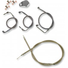 LA CHOPPERS LA-8010KT-08 Standard Stainless Braided Handlebar Cable/Brake Line Kit For Mini Ape Hanger Handlebars 0610-0286