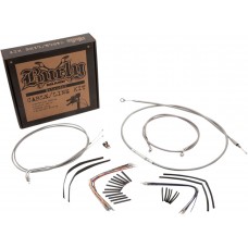 BURLY BRAND B30-1049 Complete Stainless Braided Handlebar Cable/Brake Line Kit For 14" Ape Hanger Handlebars 0610-0710