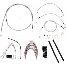 BURLY BRAND B30-1092 Complete Stainless Braided Handlebar Cable/Brake Line Kit For 16" Ape Hanger Handlebars 0610-0744