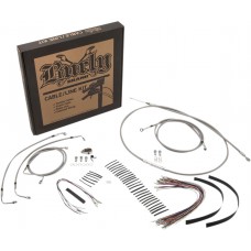 BURLY BRAND B30-1105 Complete Stainless Braided Handlebar Cable/Brake Line Kit For 15" Ape Hanger Handlebars 0610-0813