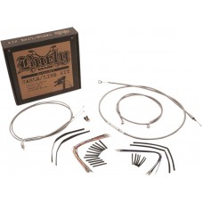 BURLY BRAND B30-1128 Complete Stainless Braided Handlebar Cable/Brake Line Kit For 16" Ape Hanger Handlebars And ABS 0610-1661