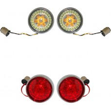 CUSTOM DYNAMICS PB-BCM-BB-C Front&Rear Turn Signal Conv Kit w Bullet Bezel Lens - Chr 2020-1596