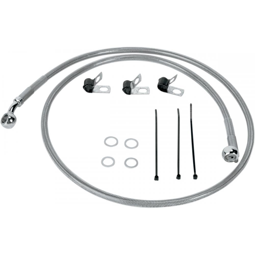 DRAG SPECIALTIES 660214 Front Brake Line FLST 00-07 Clear-Coated Stainless  Steel 1741-0872 | Vital V-Twin Cycles