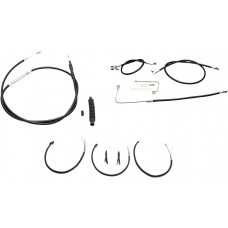 LA CHOPPERS LA-8151KT2B-16B Complete Black Vinyl Braided Handlebar Cable/Brake Line Kit For 15" - 17" Ape Hanger Handlebars 0610-1818