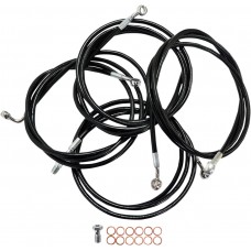 LA CHOPPERS LA-8052KT-16B Standard Black Vinyl Braided Handlebar Cable/Brake Line Kit For 15" - 17" Ape Hanger Handlebars 0610-0775