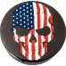 Figurati Designs FD25-AFSKULL-BK Swing Arm Covers - Red/White/Blue Flag Skull - Custom - Black 1303-0361