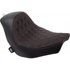 Drag Specialties Seats 0 Solo Seat - Double Diamond - Red Stitching - '18-'22 FL/FX 0802-1515
