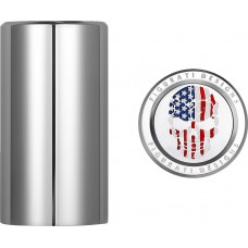 Figurati Designs FD24-DC-2545-SS Docking Hardware Covers - Red/White/Blue American Flag Skull - Long - Stainless Steel 3550-0341