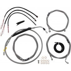 La Choppers LA-8058KT2-13 Handlebar Cable/Brake Line Kit - Complete - 12" - 14" Ape Hanger Handlebars - Stainless 0662-1108