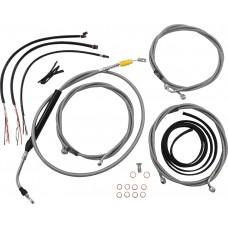 La Choppers LA-8058KT2-16 Handlebar Cable/Brake Line Kit - Complete - 15" - 17" Ape Hanger Handlebars - Stainless 0662-1111