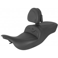 Saddlemen 897-07-187BR RoadSofa Seat - With Backrest - Black W/Black Stitching 0801-1420