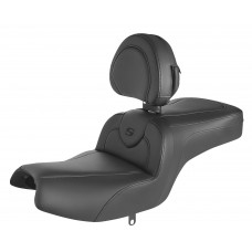 Saddlemen I20-06-187BR RoadSofa Seat - With Backrest - Black W/Black Stitching 0810-2351