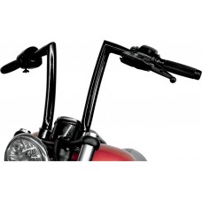 TODD'S CYCLE Black 1-1/4" FXS Strip Handlebar With 12" Rise And OEM Top Tree 0601-2762