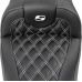 Saddlemen RoadSofa Seat - without Backrest - Carbon Fiber - Lattice Stitch - White Stitch - FLTR/FLHX '23-'24 - 0801-1785  823-07-20606