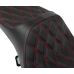 Drag Specialties Seats Predator III Seat - Extended Reach - Double Diamnd - Red Stitching - FLH/FLT '08-'24 - 0801-1925 Extended Reach Predator III Seat