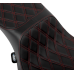 Drag Specialties Seats Performance Predator 2-Up Seat - Extended Reach - Vinyl - Red Double Diamond Stitch - 0801-1943 Performance Predator 2-Up Seat with Extended Reach