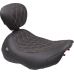 Mustang Wide Tripper Seat - Solo - Dark Brown/Mandarin Orange Stitching - FLT/FLH '23-'25 - 0801-2023  89503MO