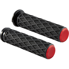 Arlen Ness Diamond Grips - TBW - Red - 0630-3212  500-017