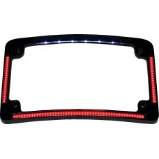 Custom Dynamics License Plate Frame - Red/White LED - Gloss Black - 2030-2288  TF08-B
