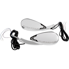 Custom Dynamics Mirrors - Side View - with LED Turn Signals - Chrome - Pair - 0640-1760  CD-MIR-PLUG-C