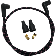 Drag Specialties Plug Wires - Braided - Black/Pink - 2104-0401 Universal Braided Spark Plug Wires