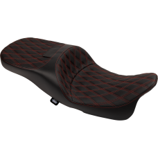 Drag Specialties Seats Extended Reach Freedom Seat - Vinyl - Double Diamond - Red Stitch - FLT/FLH '09-'24 - 0801-1982 Extended Reach Freedom Touring Seats