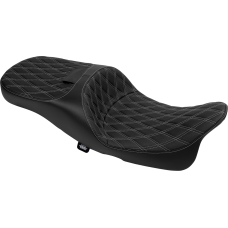Drag Specialties Seats Extended Reach Freedom Seat - Vinyl - Double Diamond - Silver Stitch - FLT/FLH '09-'24 - 0801-1981 Extended Reach Freedom Touring Seats