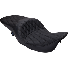 Drag Specialties Seats Freedom Seat - Vinyl - Double Diamond Black Stitch - FLH '97-'07 - 0801-1504 Freedom Touring Seat