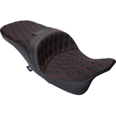 Drag Specialties Seats Freedom Seat - Vinyl - Double Diamond Red Stitch - FLH '09-'23 - 0801-1484 Freedom Touring Seat