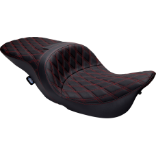 Drag Specialties Seats Freedom Seat - Vinyl - Double Diamond Red Stitch - FLH '97-'07 - 0801-1507 Freedom Touring Seat