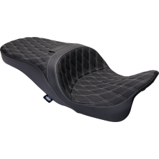Drag Specialties Seats Freedom Seat - Vinyl - Double Diamond Silver Stitch - FLH '09-'23 - 0801-1482 Freedom Touring Seat