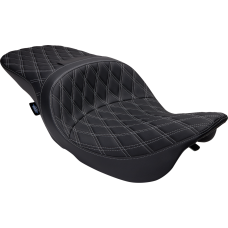 Drag Specialties Seats Freedom Seat - Vinyl - Double Diamond Silver Stitch - FLH '97-'07 - 0801-1506 Freedom Touring Seat