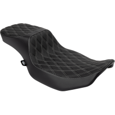 Drag Specialties Seats Performance Predator 2-Up Seat - Extended Reach - Vinyl - Silver Double Diamond Stitch - 0801-1942 Performance Predator 2-Up Seat with Extended Reach