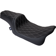 Drag Specialties Seats Predator 1Up Seat - Vinyl - Double Diamond Silver Stitch - FLH '08-'23 - 0801-1489 Predator 1-Up Seat
