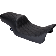Drag Specialties Seats Predator 2-Up Seat - Vinyl - Double Diamond Black Stitch - w/o Backrest - FLH '08-'23 - 0801-1490 Performance Predator 2-Up Seat