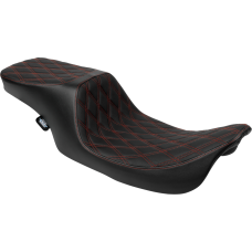 Drag Specialties Seats Predator 2-Up Seat - Vinyl - Double Diamond - Red Stitching - w/o Backrest - FL '97-'07 - 0801-1998 Performance Predator 2-Up Seat