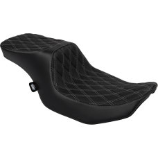 Drag Specialties Seats Predator 2-Up Seat - Vinyl - Double Diamond Silver Stitch - w/o Backrest - FLTR/FLHX '23-'24 - 0801-1949 Performance Predator 2-Up Seat