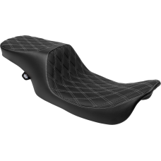 Drag Specialties Seats Predator 2-Up Seat - Vinyl - Double Diamond - Silver Stitching- w/o Backrest - FL '97-'07 - 0801-1997 Performance Predator 2-Up Seat